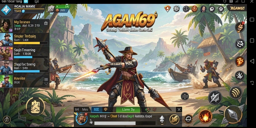 Screenshot AGAM69 menampilkan aksi pertempuran strategi yang intens.