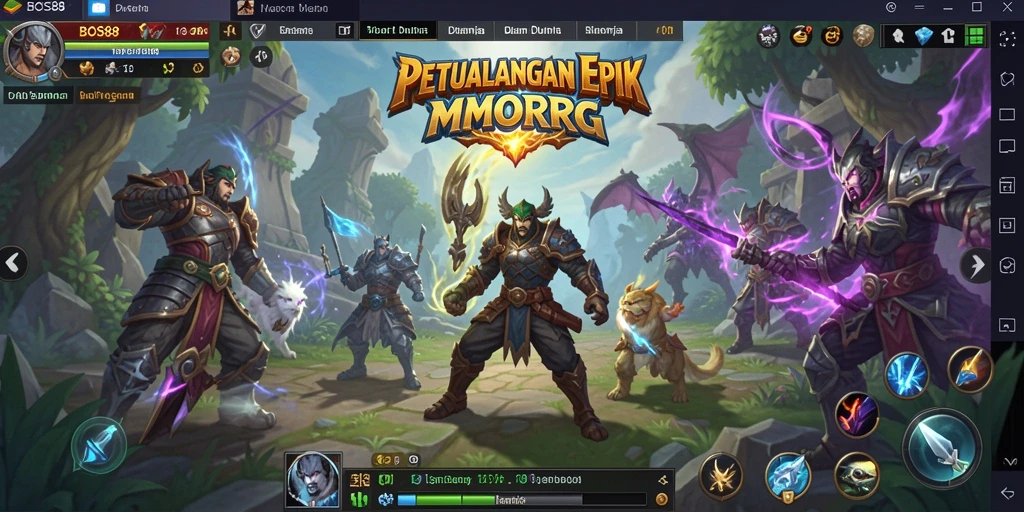 Screenshot utama BOS88 menampilkan aksi seru dalam gameplay MMORPG.