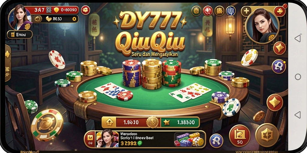 Tangkapan layar gameplay DY777 yang menampilkan aksi QiuQiu.