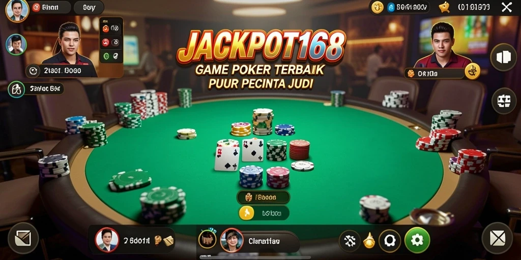 Tangkapan layar utama JACKPOT168 menampilkan aksi seru permainan Poker.