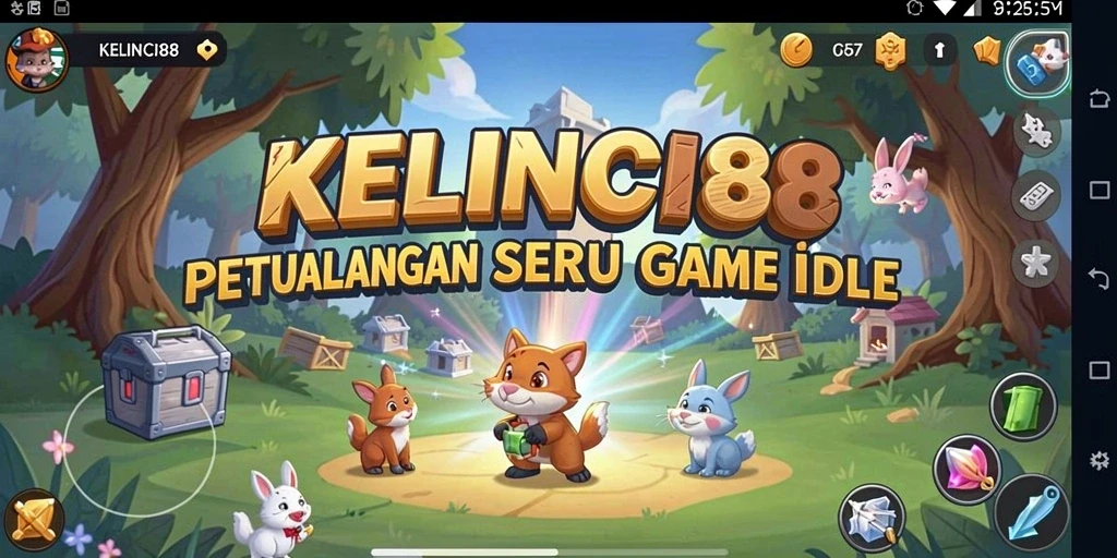 Tampilan gameplay KELINCI88 dengan kelinci beraksi dalam mode Idle.