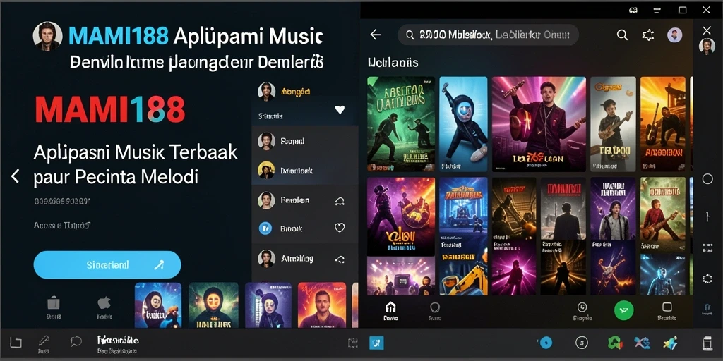 Screenshot gameplay MAMI188 dengan antarmuka aplikasi musik.