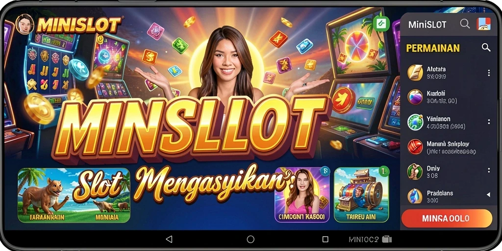 Tampilan gameplay menarik dalam MINISLOT dengan tema slot berwarna-warni.