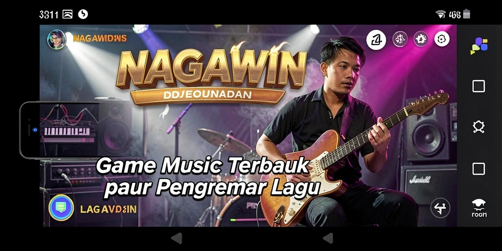 Tampilan gameplay NAGAWIN yang mengasyikan dengan berbagai pilihan musik.