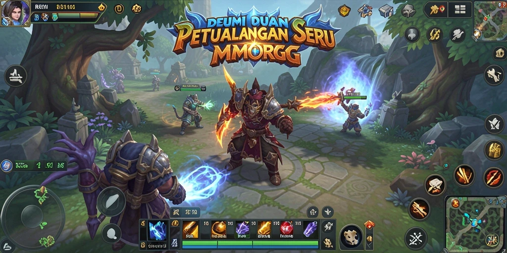 Tangkapan layar REMI101 menampilkan pertarungan epik dalam dunia MMORPG.