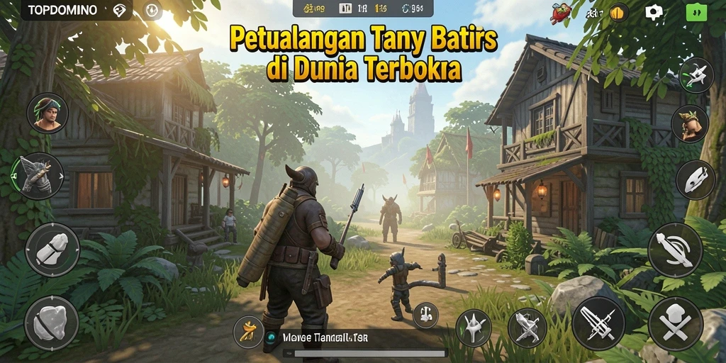 Screenshot gameplay menunjukkan petualangan mendebarkan di dunia terbuka TOPDOMINO.